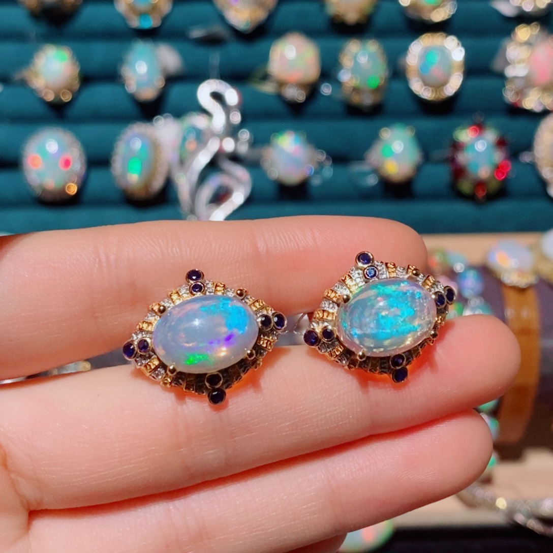 欧泊欧泊耳饰银S925镶嵌