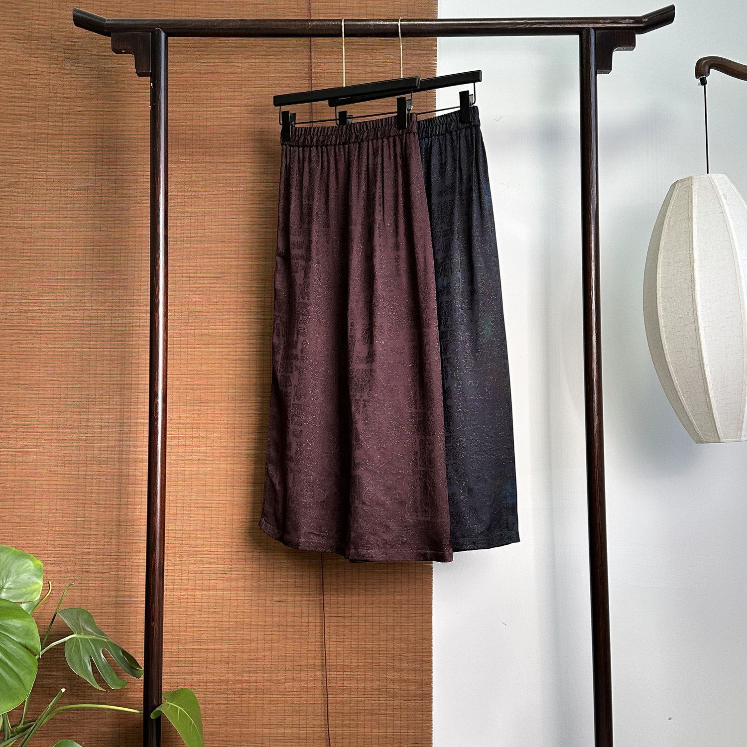 【255173】暗夜鎏金  新中式 松紧腰半身裙