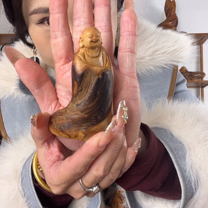 柏木（崖柏）手把件弥勒