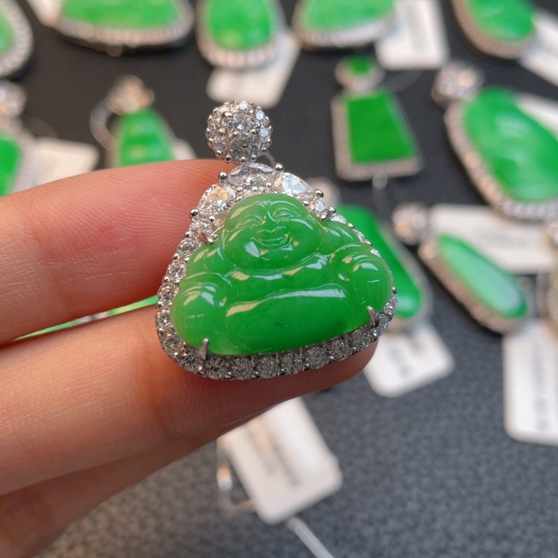 翡翠银S925镶嵌吊坠(不含链)