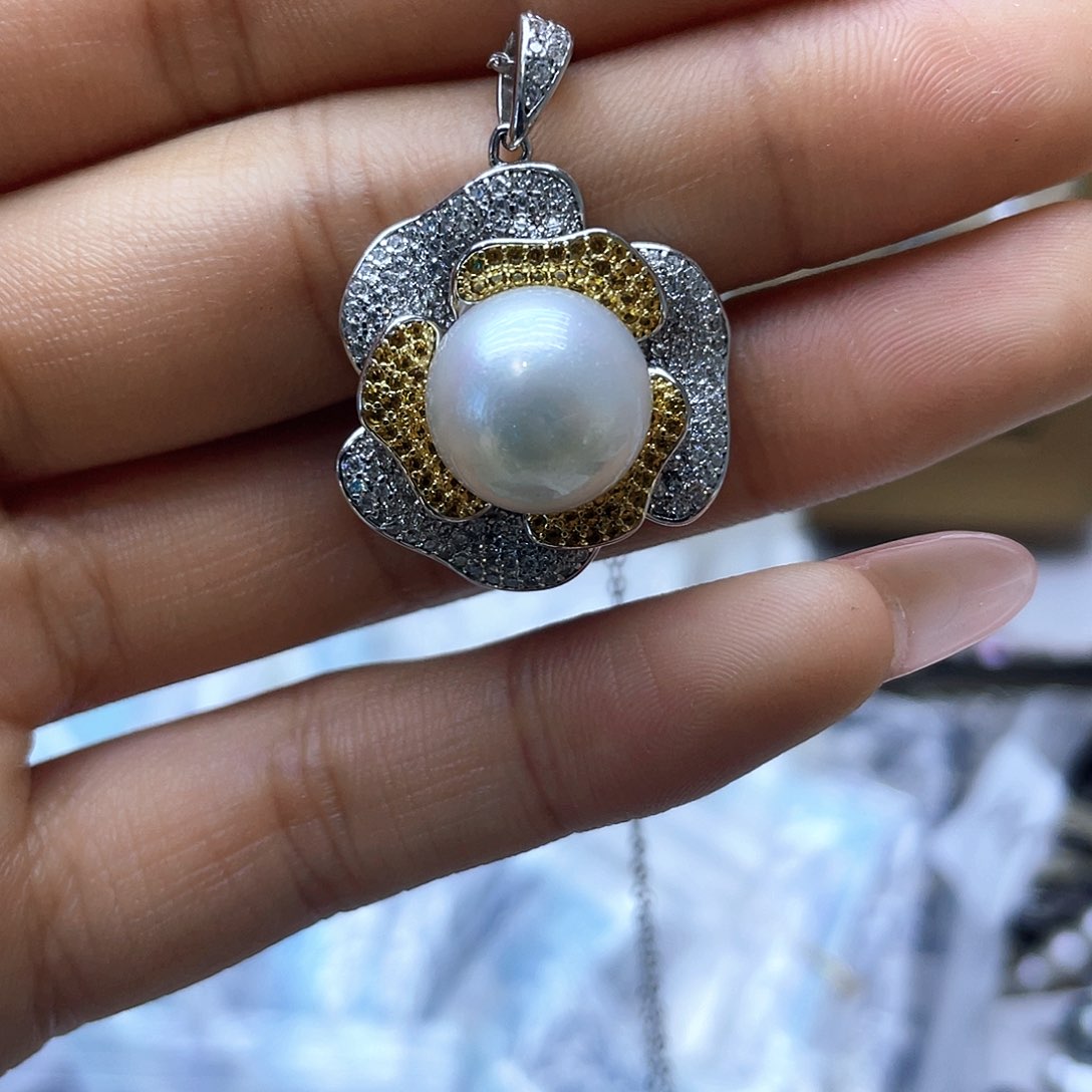 海水珍珠颈饰银S925镶嵌