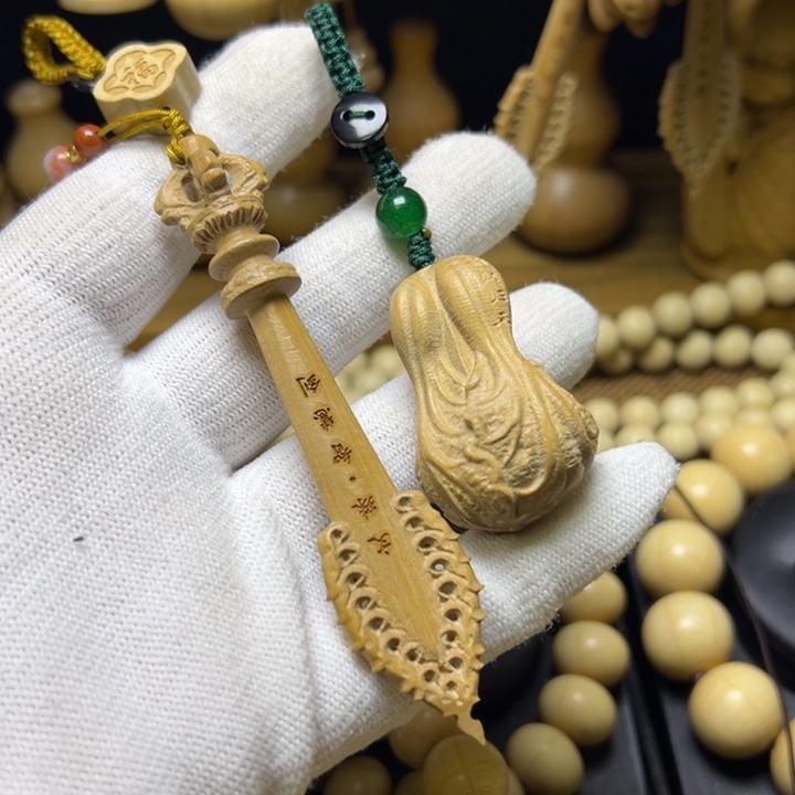 老***面木质类五台山六道木雕刻白菜➕智慧之剑