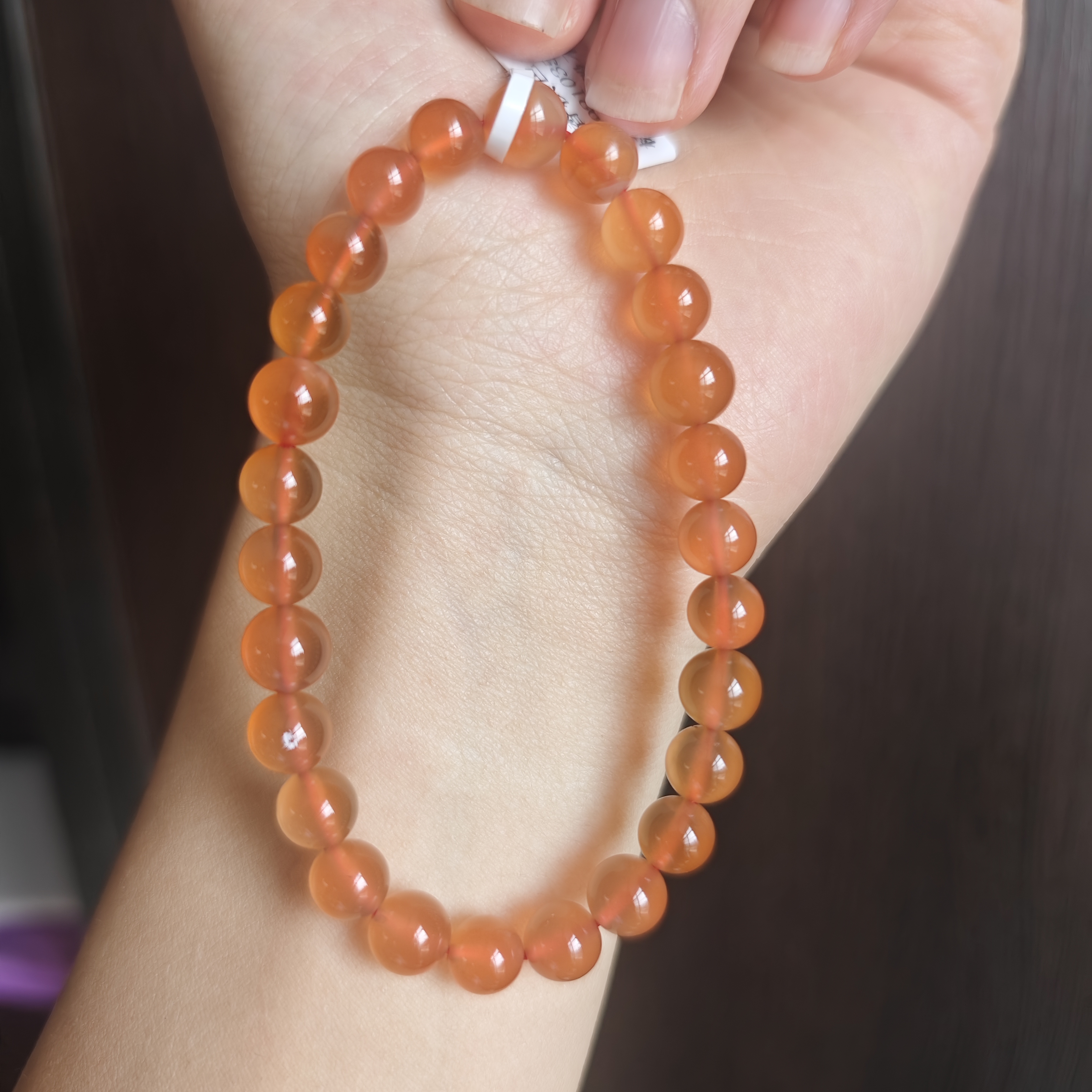 原矿南红香槟色卡7单圈手串