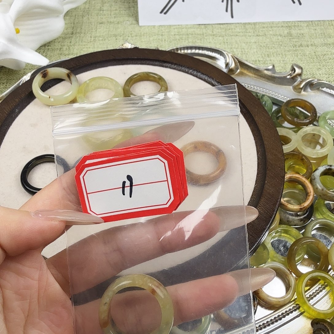 蛇纹石玉合金戒指19
