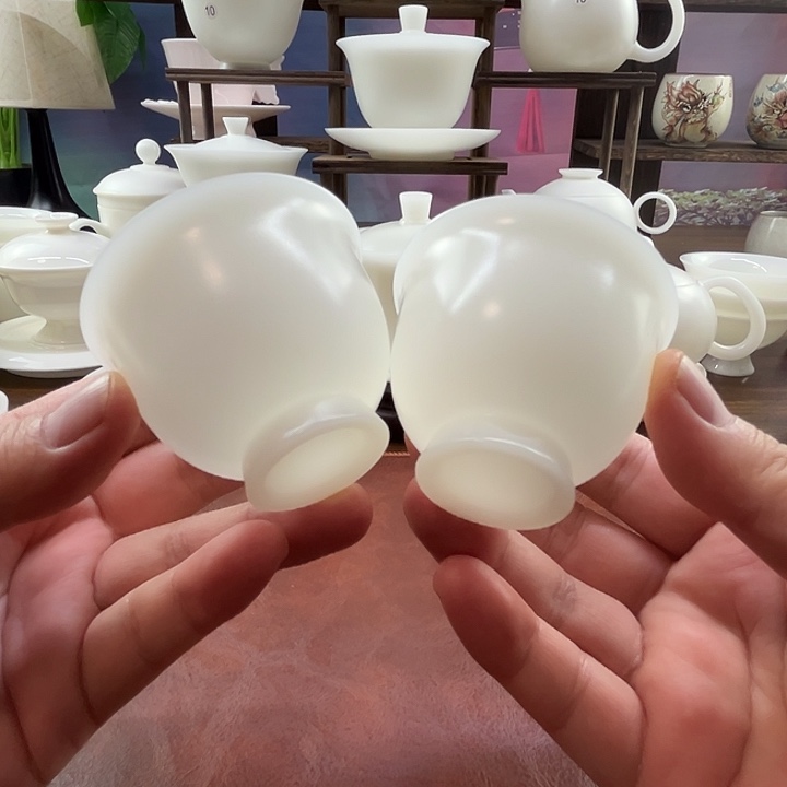 2杯装：隐唐窑/璞玉素烧自生釉65ml高足反口客杯