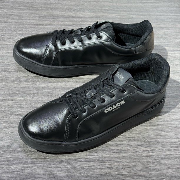 90新 COACH/蔻驰 42码 皮革 经典标志 低帮 时尚板鞋 男款 黑色