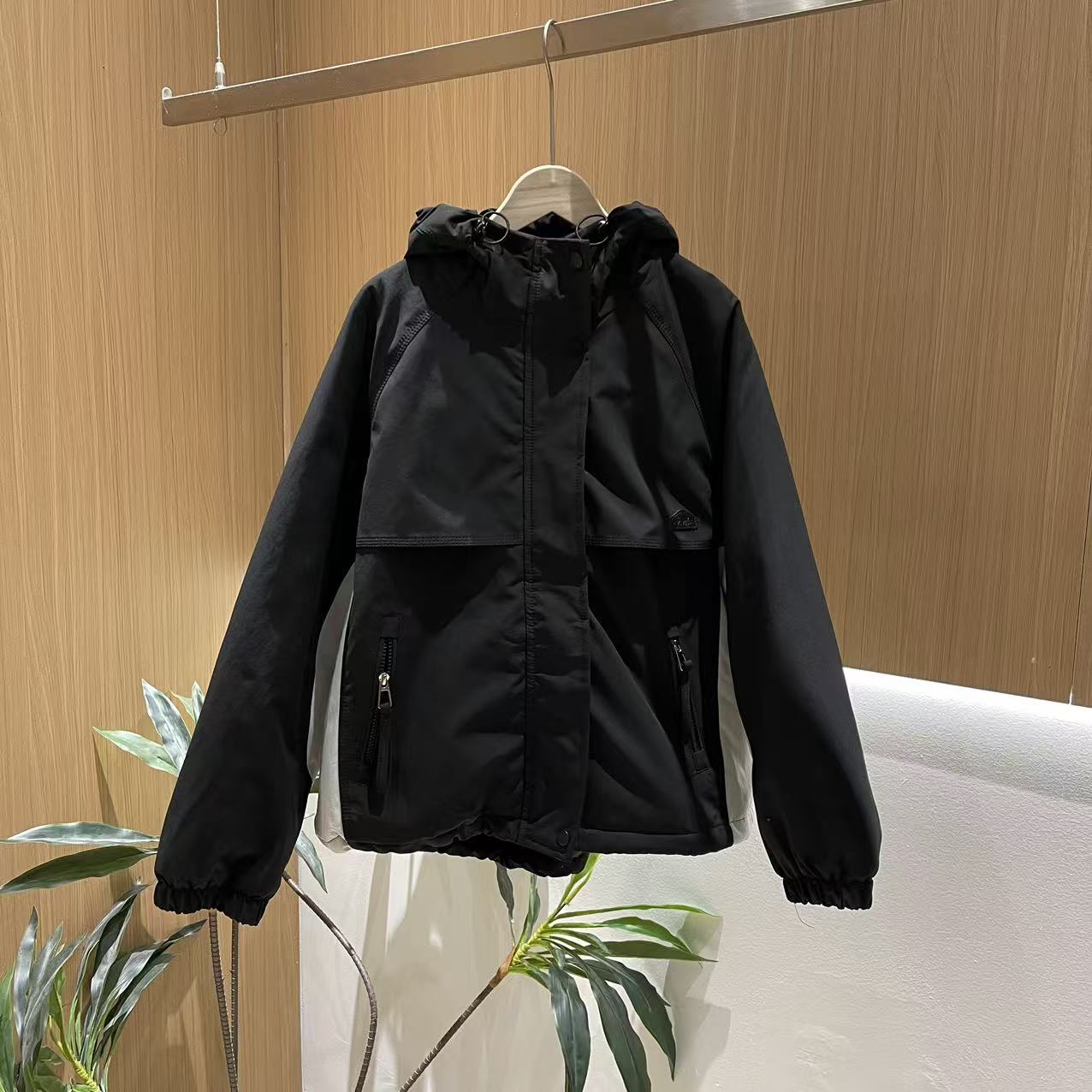 17822新款加厚冬季休闲时尚简约宽松显瘦连帽棉服