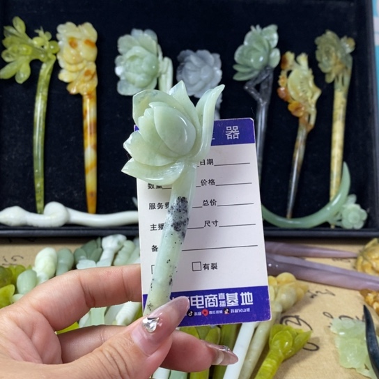 蛇纹石玉岫玉发簪未镶嵌