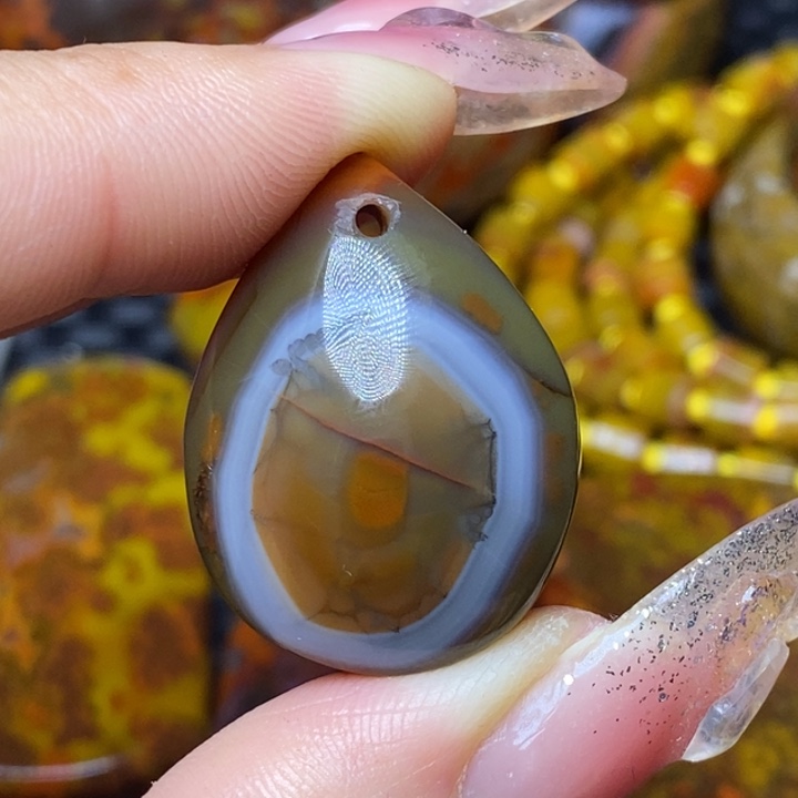 玛瑙/玉髓颈饰足银镀金镶嵌