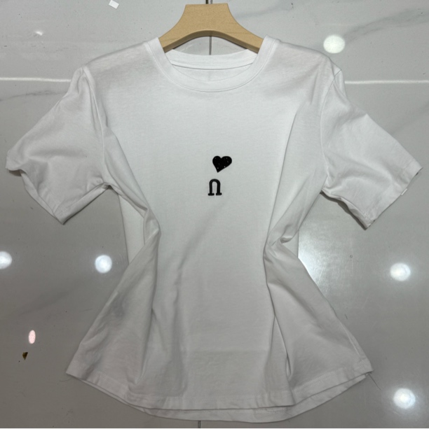 显瘦极简风烫钻T恤修身短款立体装饰露背重工短袖 616#