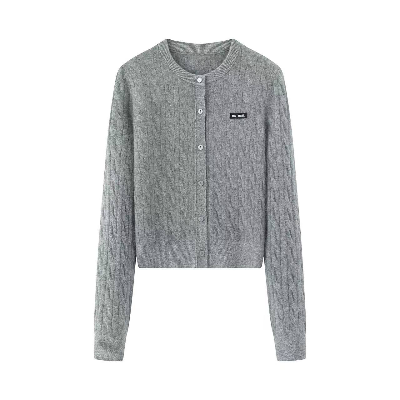 艾家2025冬季新款休闲小香风针织开衫毛衣女4149