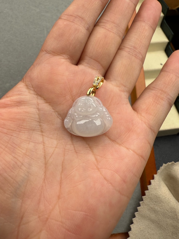 镶嵌佛公精致高贵纯天然缅甸翡翠A货吊坠18.1/21.6/5.4