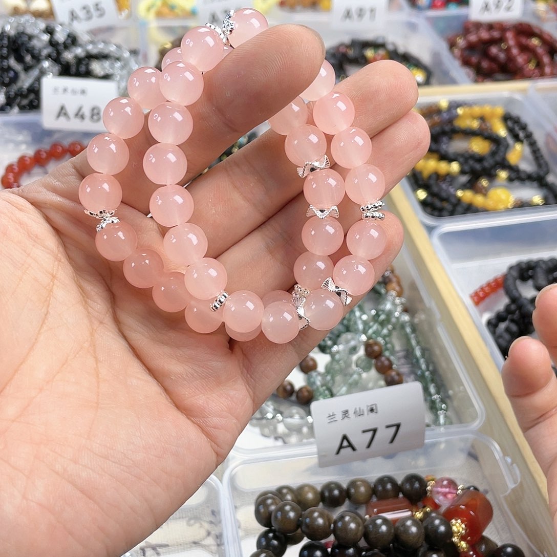 檀香木手串银S925镀金镶嵌