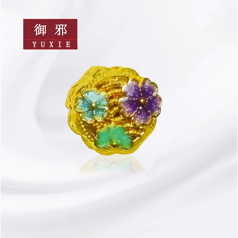 黄金转运珠DIY手链繁花串珠小配件足金花丝珠路路通手串女款手工