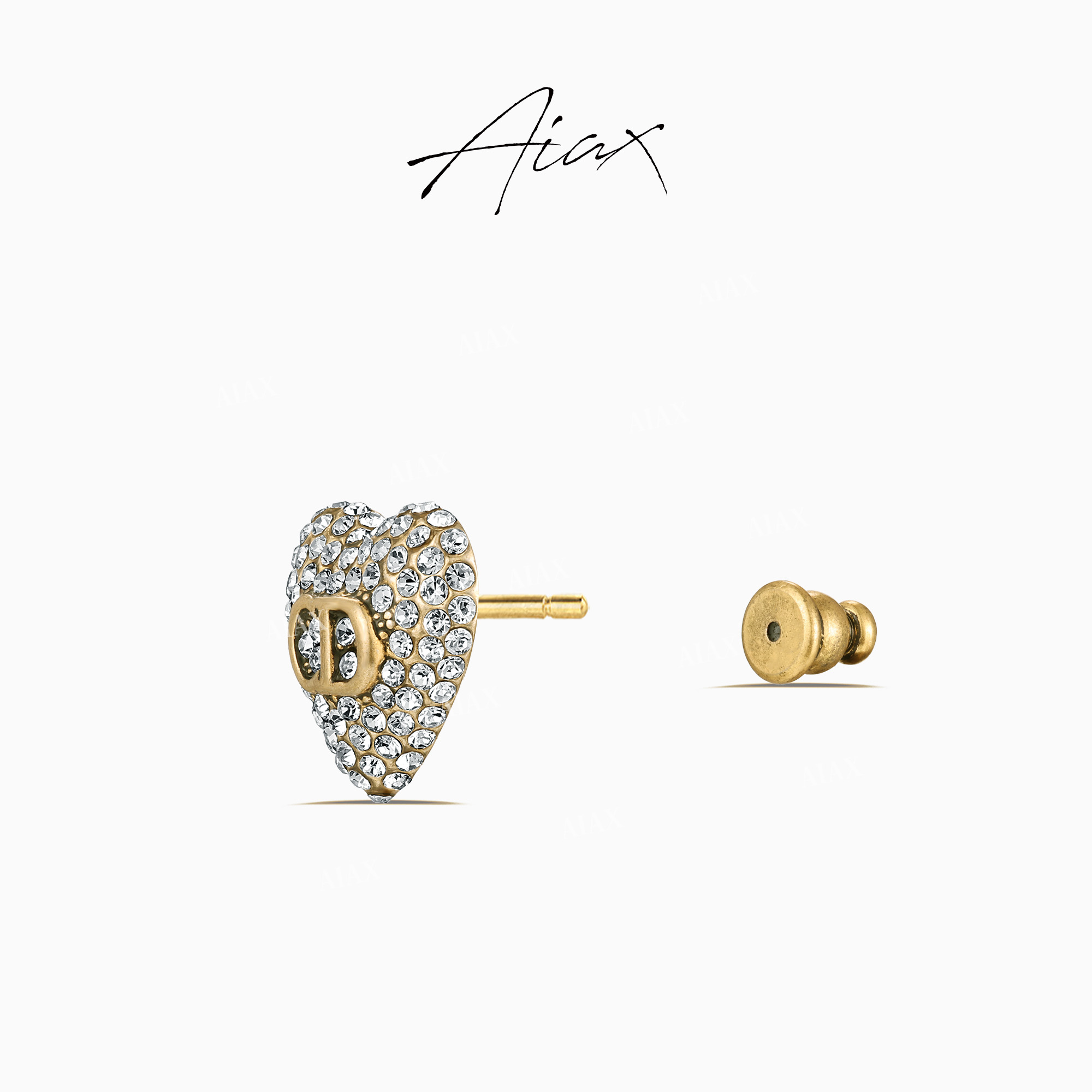 AIAX 镀K金  【暴雪时分】复古闪亮爱心字母耳环TSL1361