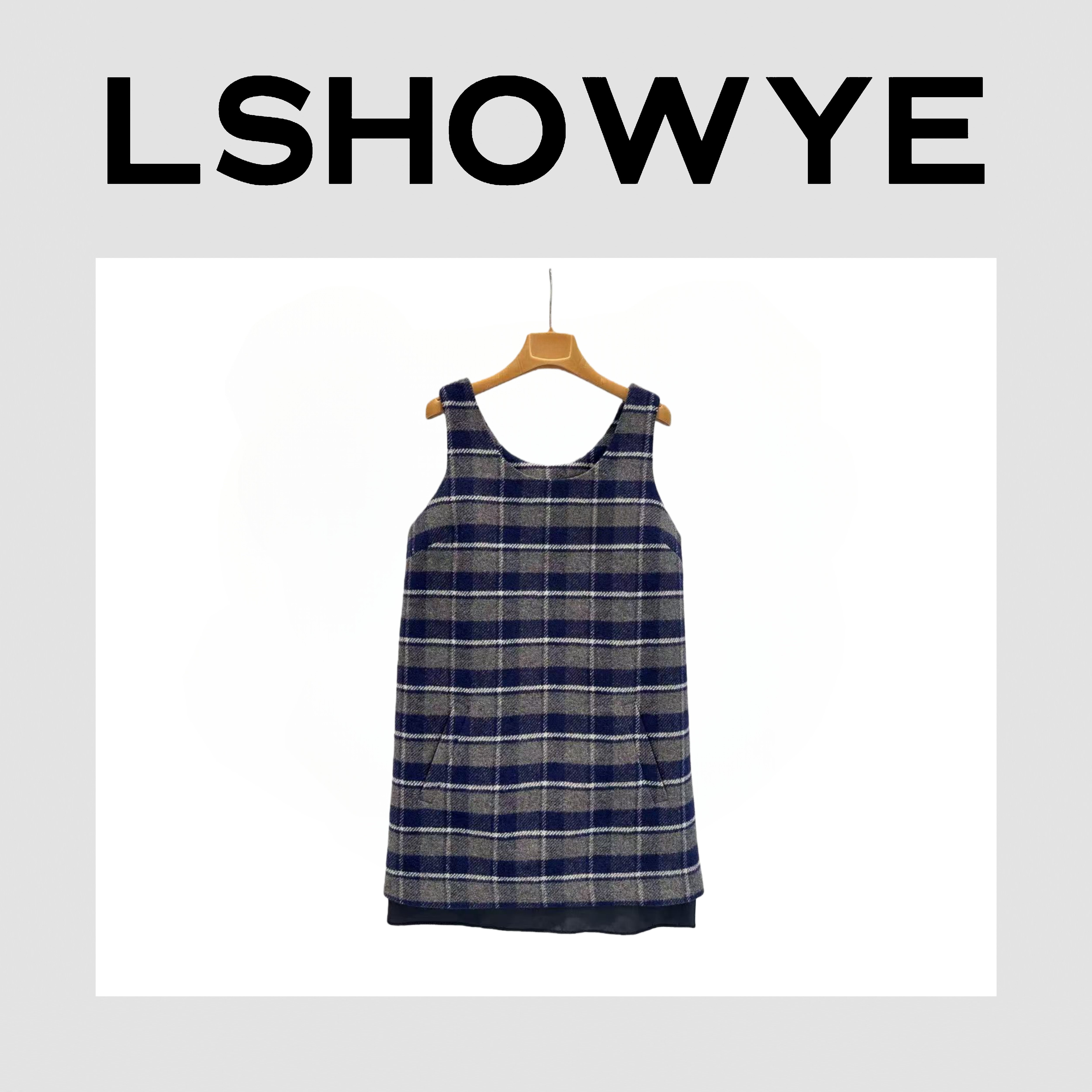 LSHOWYE｜格纹背心裙m9691