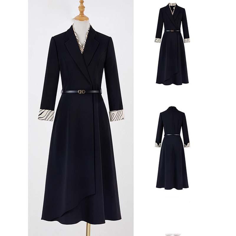 秋季套头连衣裙轻奢冷淡风西装裙赫本风小黑裙轻熟