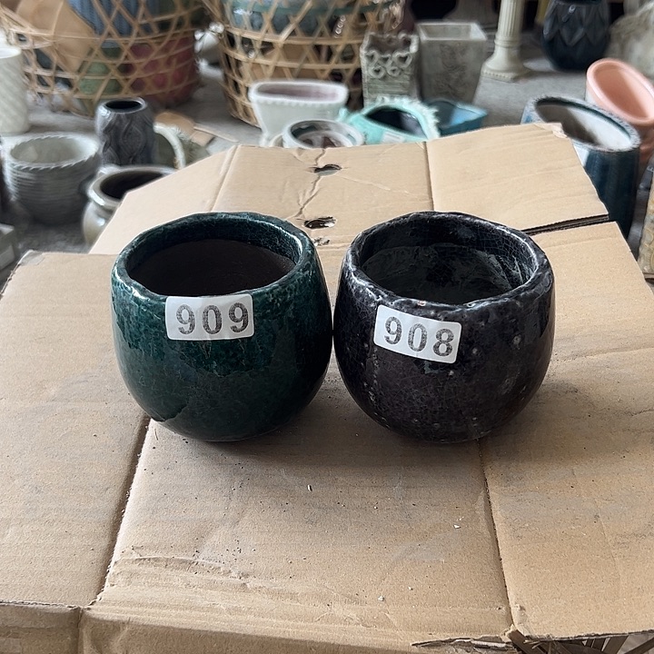 909加908花盆微瑕一对
