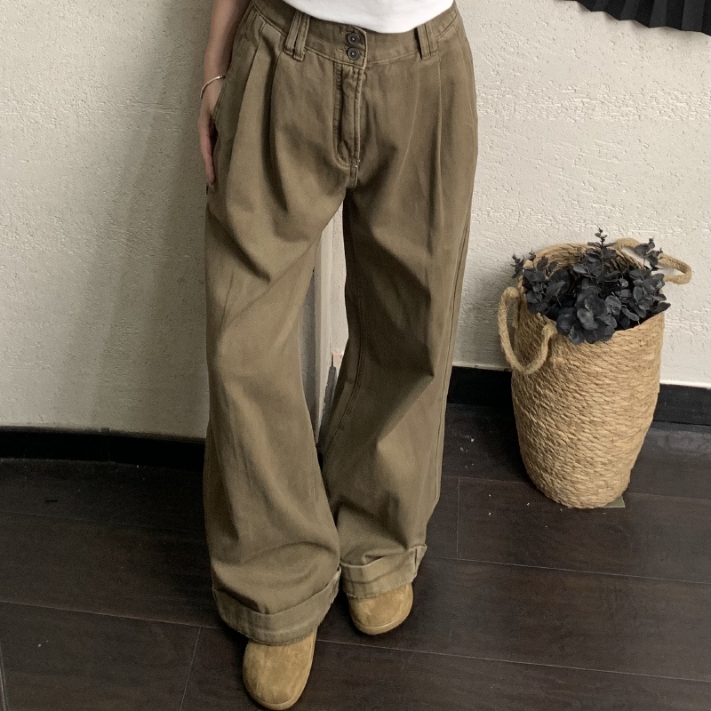 『雨美 Show』51793松紧腰裤牛仔直筒裤