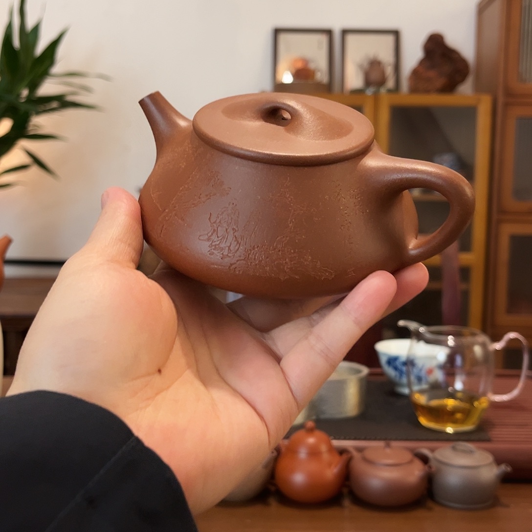 山***三茶宠紫砂紫砂红降坡景舟石瓢