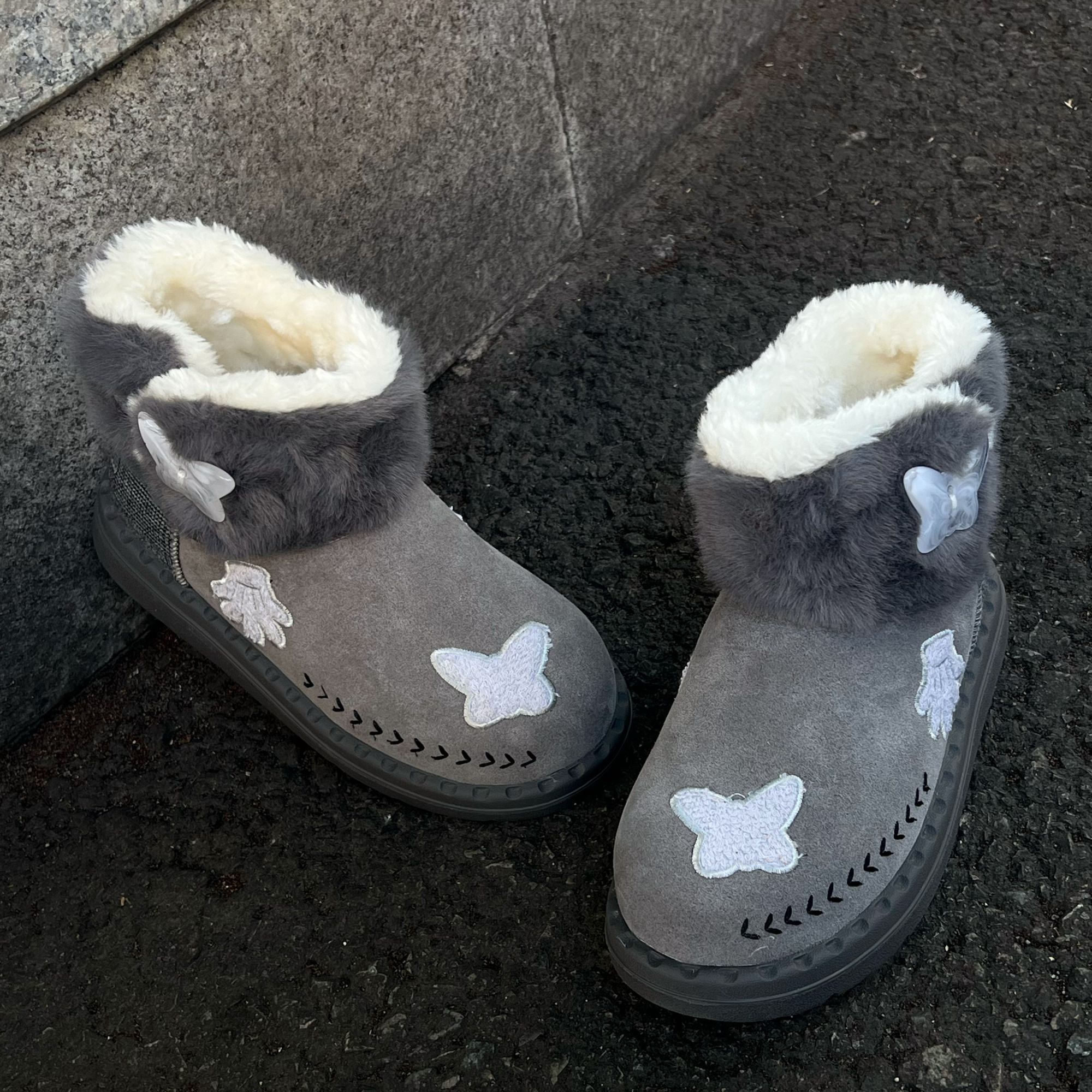 米奇胡迪联名厚底增高设计女生冬季防水防滑棉靴雪地靴2025新款