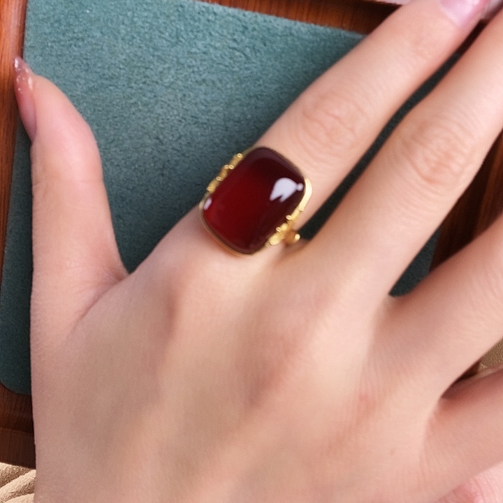 蜜蜡银S925镶嵌戒指戒指