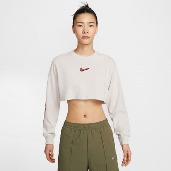 NIKE/耐克官方正品女子宽松短款长袖T桖HV5006-072