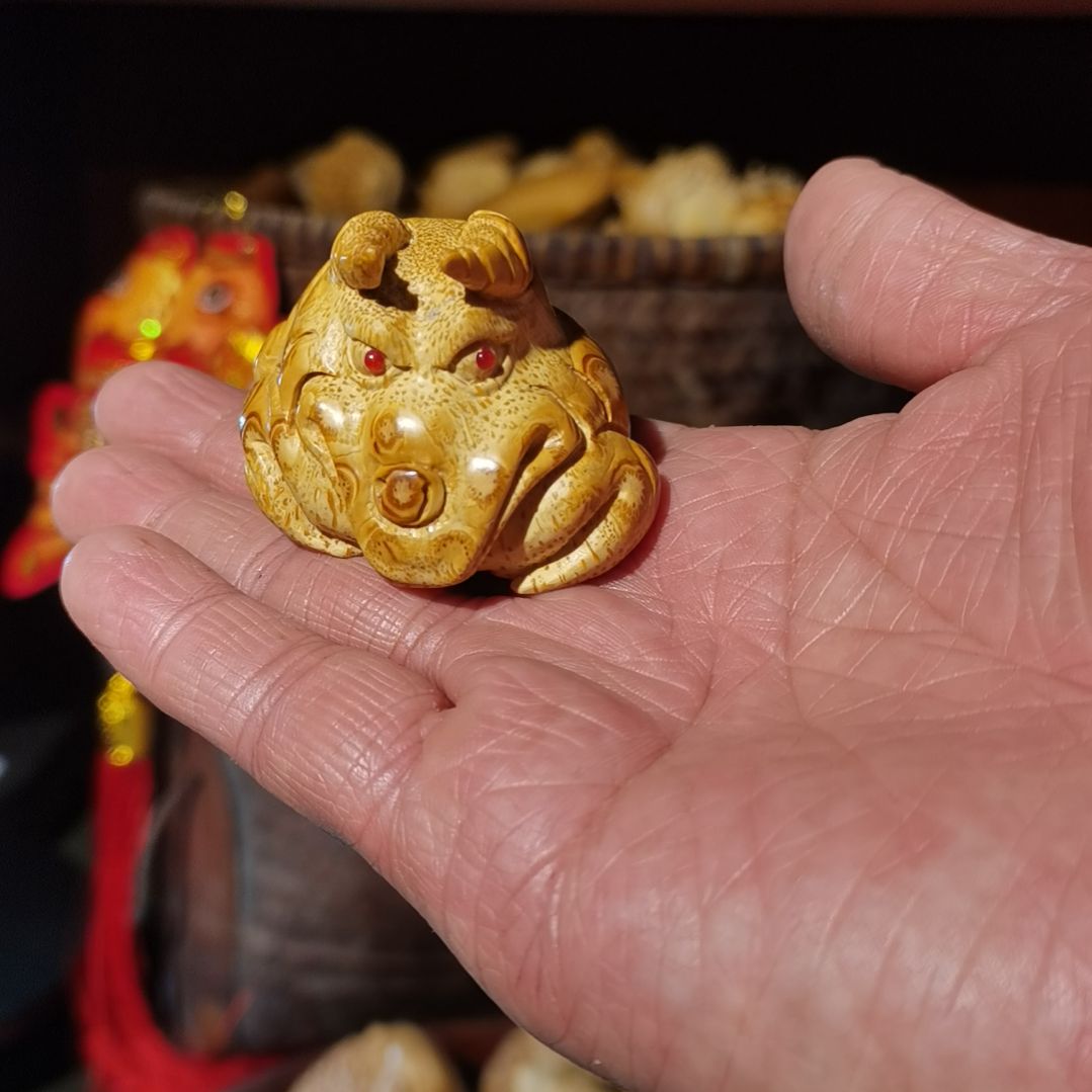 竹竹雕把件金蟾摆件配饰