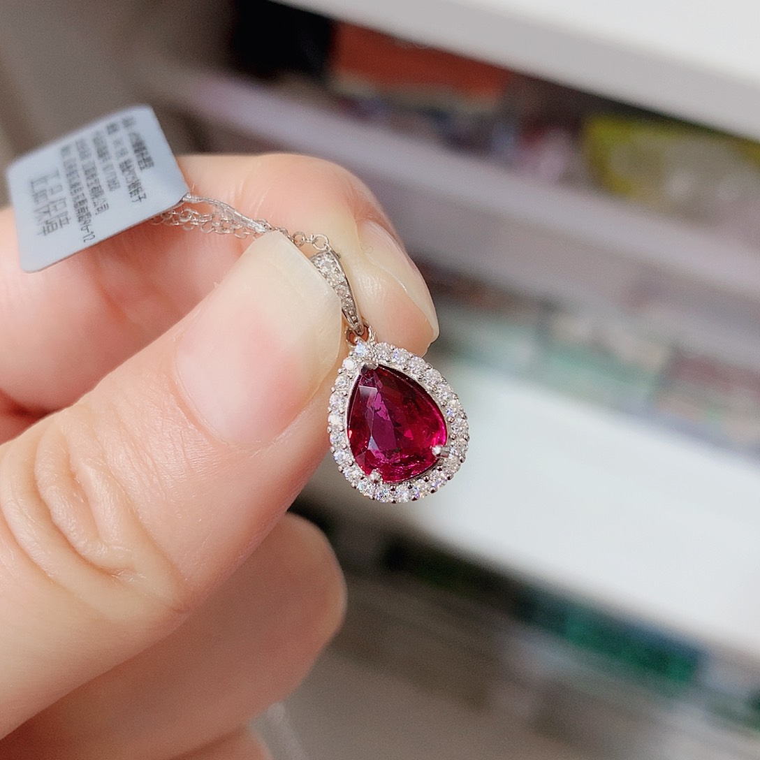 碧玺颈饰银S925镶嵌吊坠超美