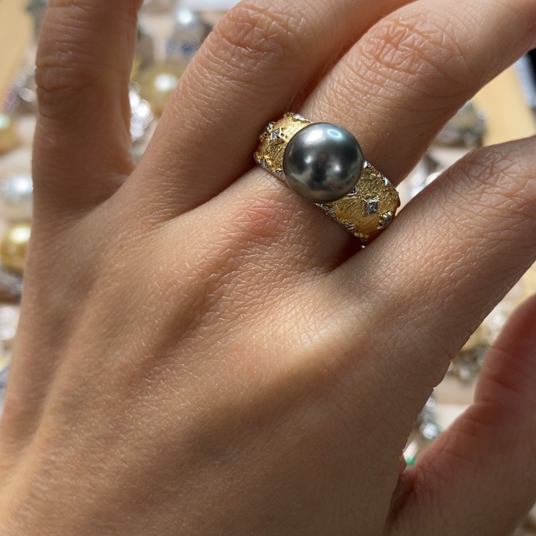 海水珍珠戒圈银S925镶嵌