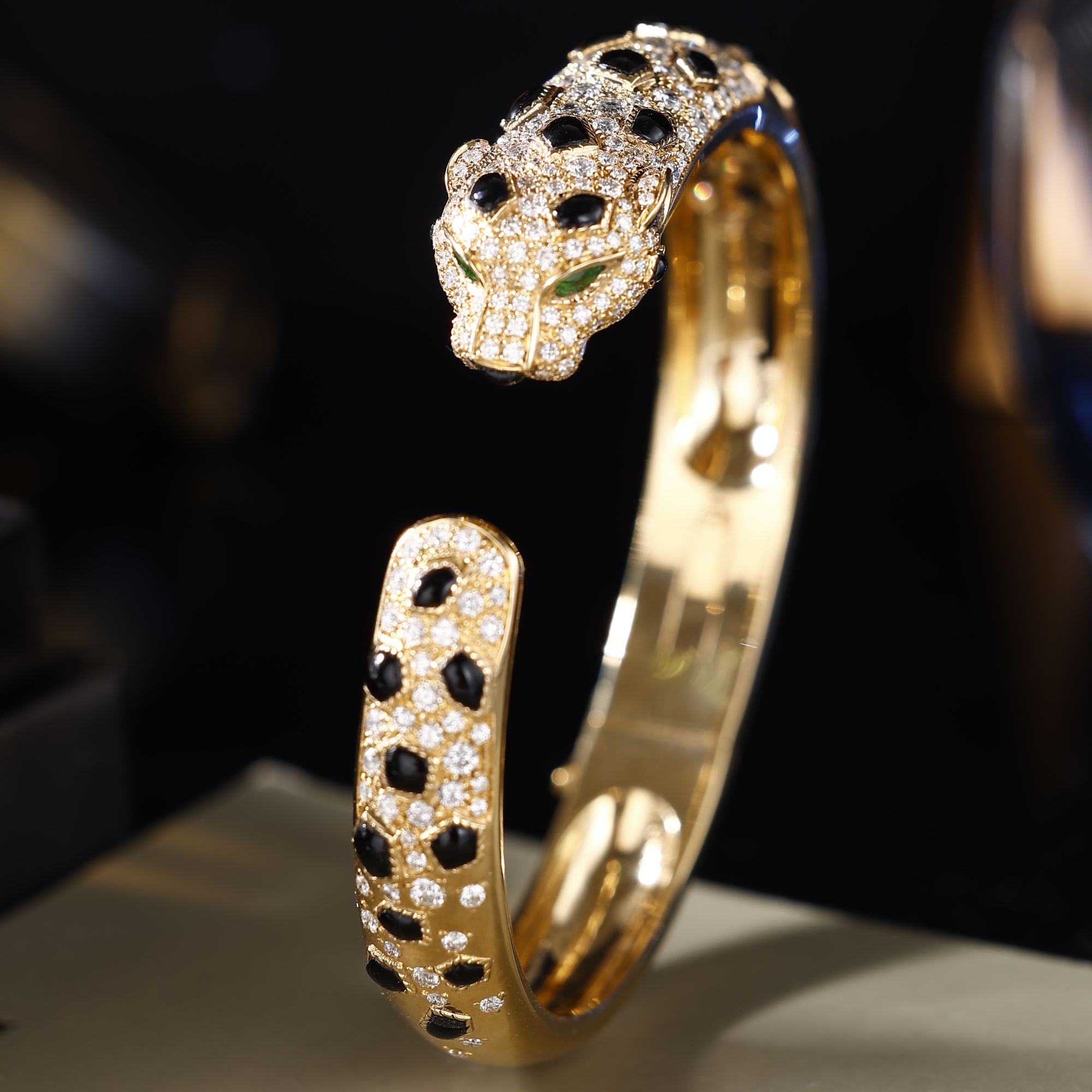 18K金钻石豹子手镯 CZ (定制品质48小时鉴赏期)