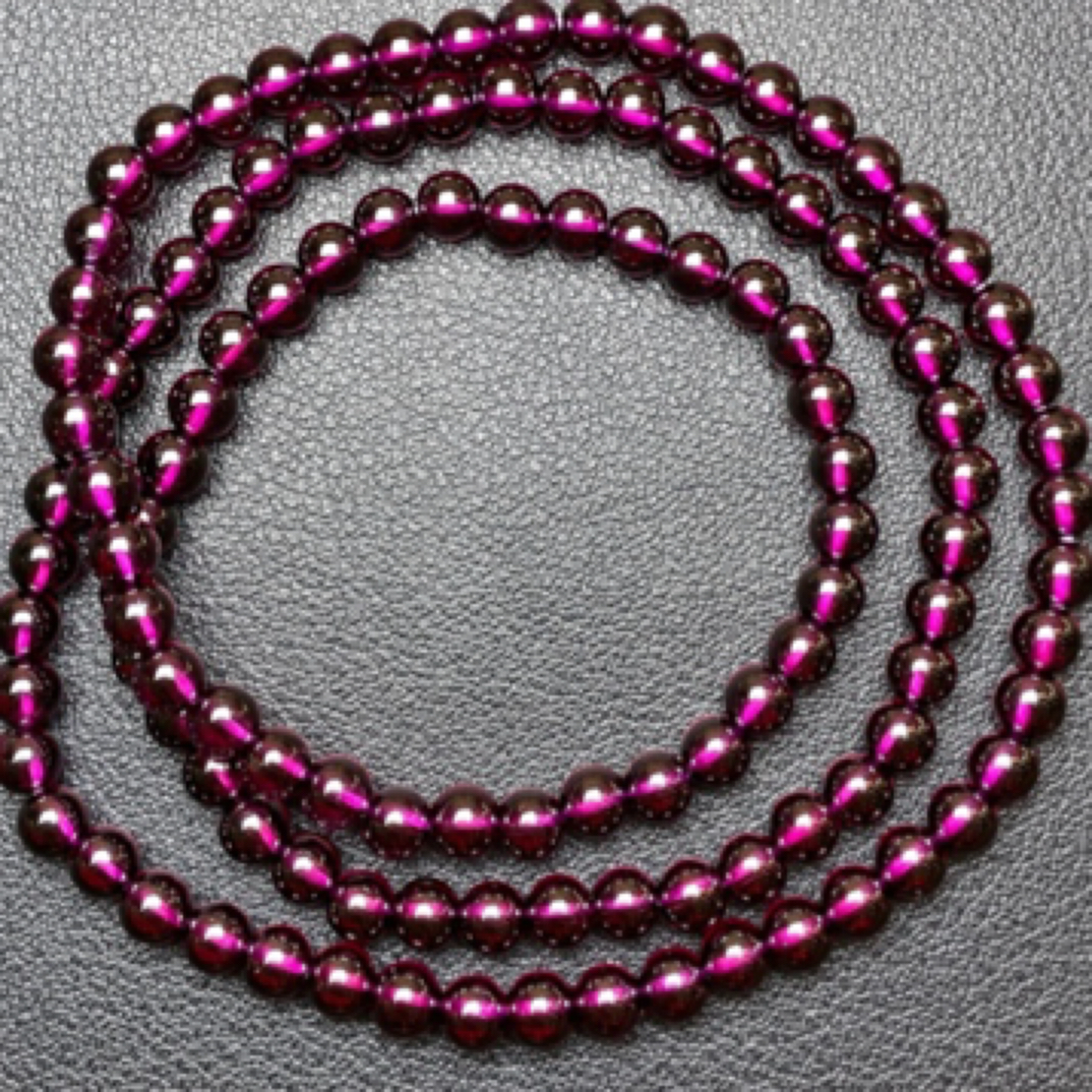 4.9MM毕业级石榴石紫牙乌三圈手链天花板10A