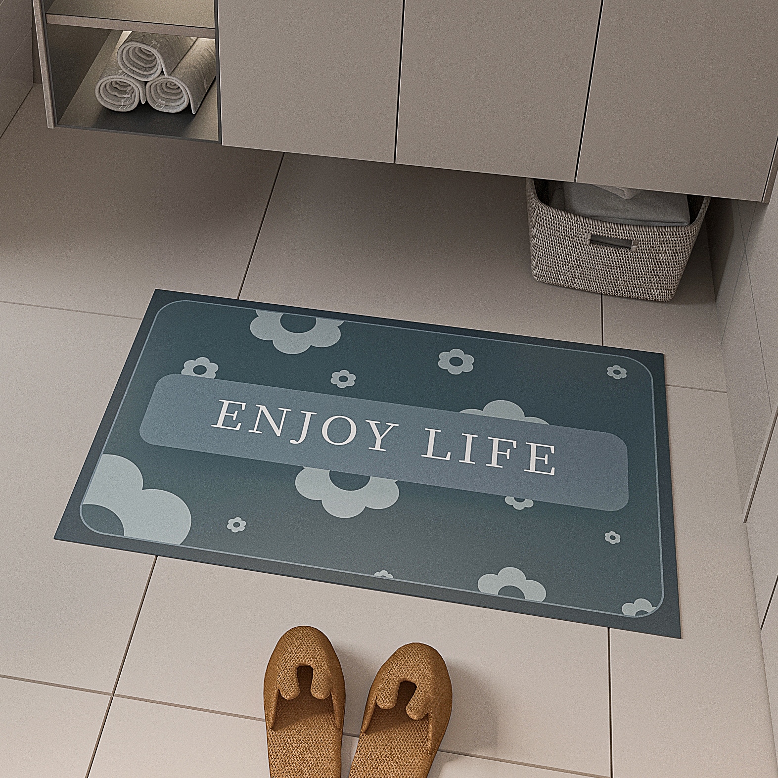 科技绒速干地垫浴室卫生间门口强吸水防滑脚垫子洗手间入户门地毯