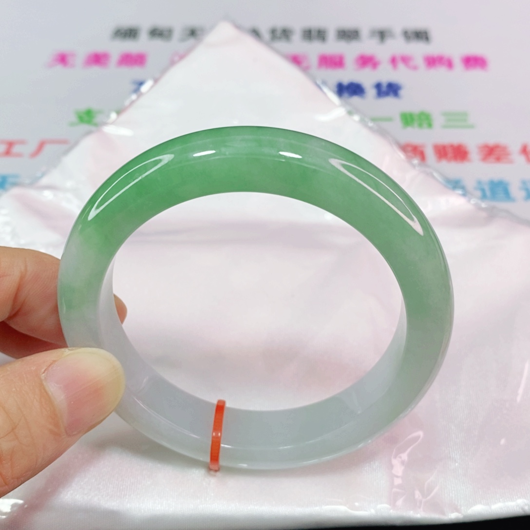 未镶嵌手镯翡翠54.6圈口正圈/高货微瑕捡漏