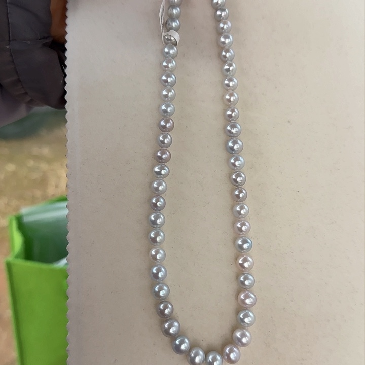 淡水珍珠颈饰银S925镶嵌8-9无核无暇冷白极光