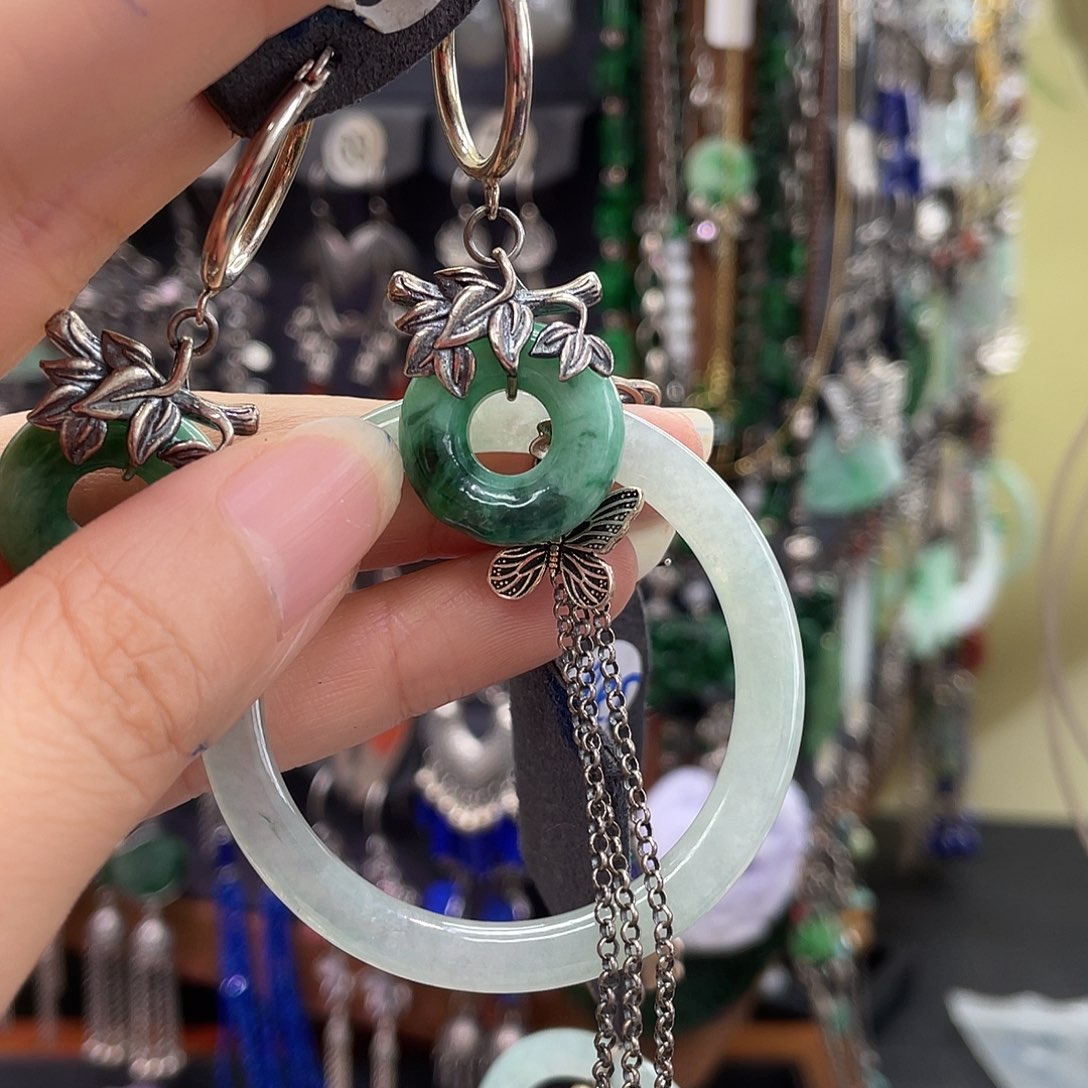 调***顿翡翠银S925镶嵌耳饰301ujjhj