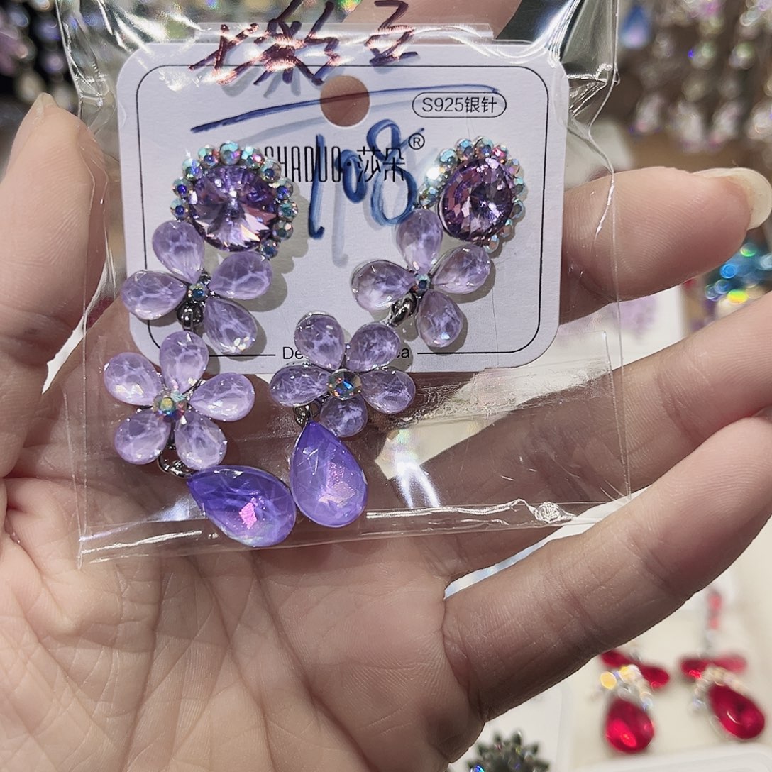 琉璃纯铜合金美丽动人耳饰