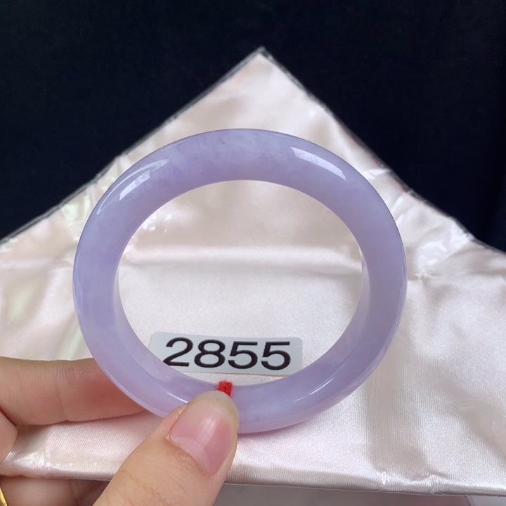 翡翠未镶嵌手镯53圈 紫霞仙子