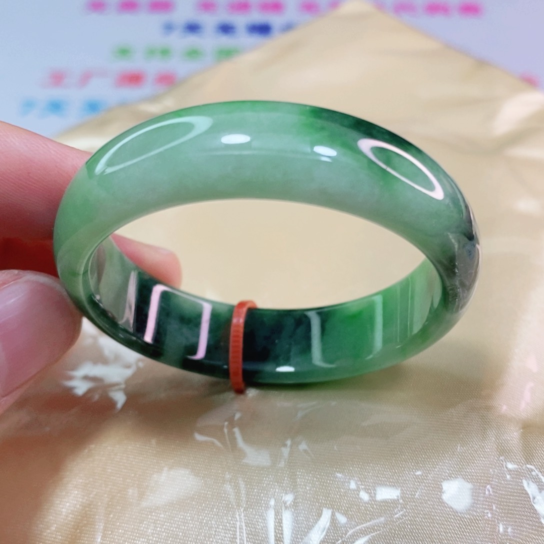 翡翠未镶嵌手镯45圈口童镯
