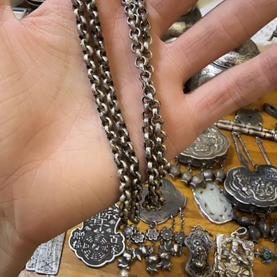 绿***夏足银木质足银项链