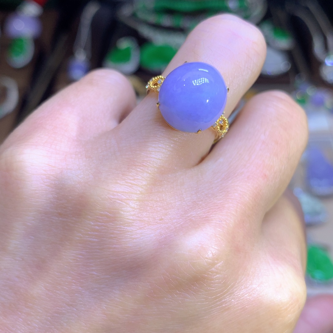 翡翠耳饰18K金镶嵌翡翠