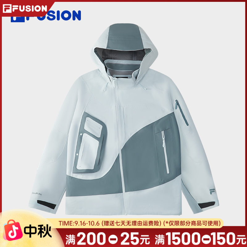 FILA斐乐秋冬情侣【六防面料】户外拼色软壳运动连帽外套T11M541703