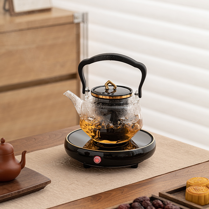 玻璃沏茶煮茶壶烧水壶圆形大容量围炉高档超薄电陶炉一套装煮茶器