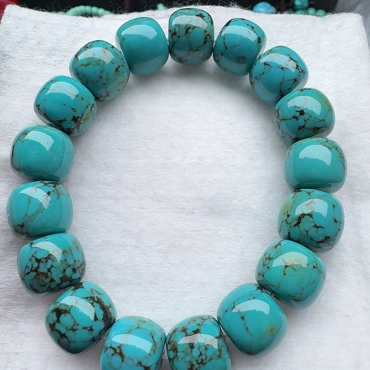 尺寸：14/12➕绿网花纹老型珠手串