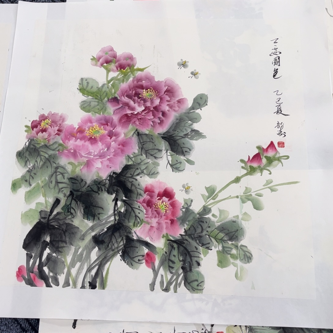 小****国画四尺斗方花鸟
