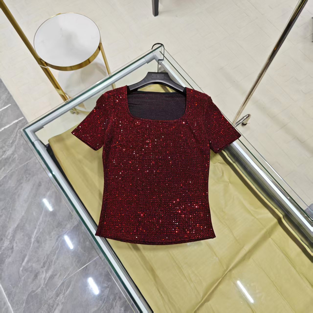 2025夏季红色恤修身显瘦女士百搭时尚半袖