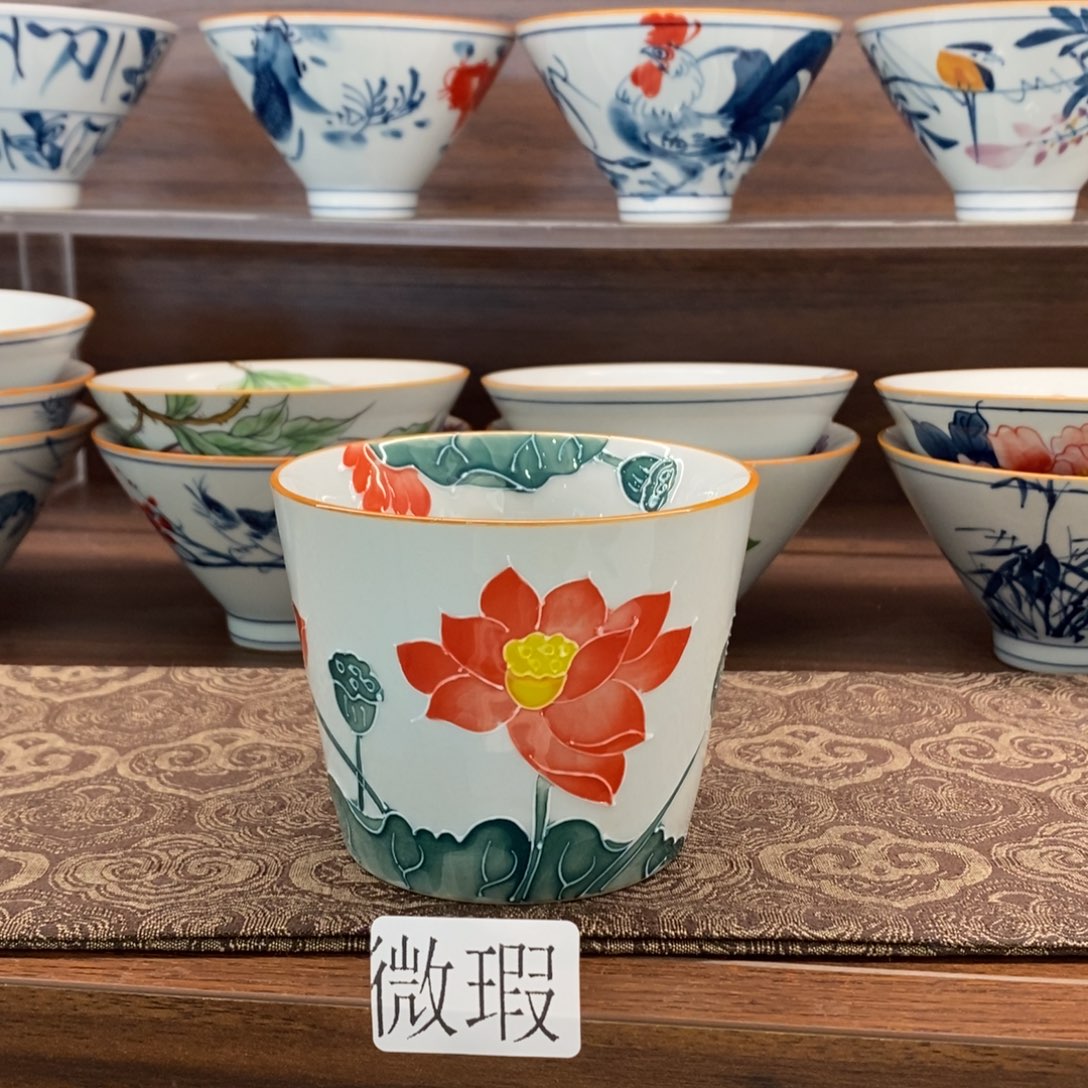 釉下手绘茶具微瑕手工绘制