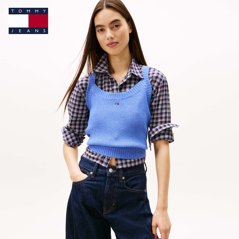 Tommy25秋冬女装小绣标美式潮流辣妹内搭美背吊带背心针织衫22553