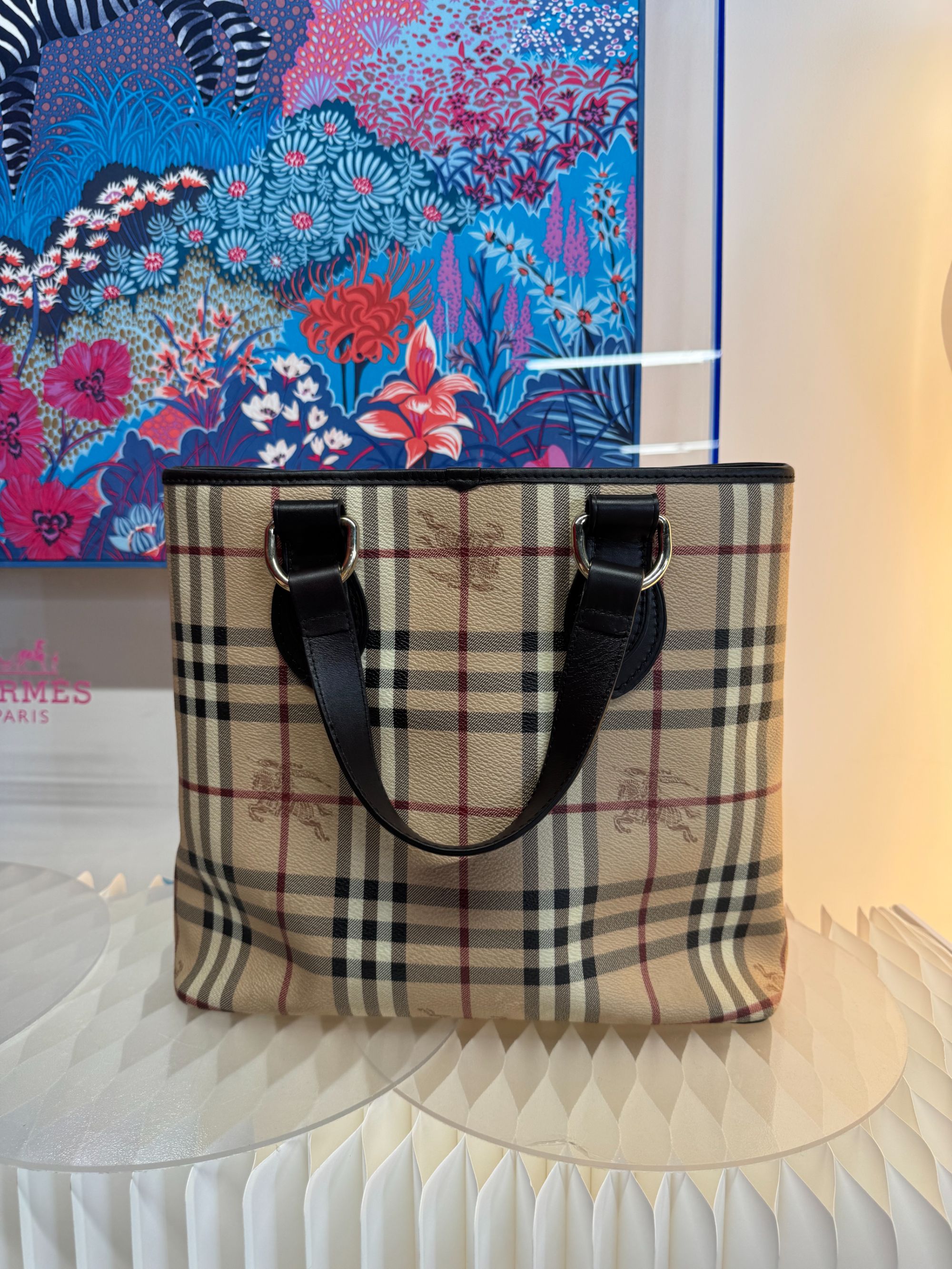 95新 BURBERRY/博柏利 棕色经典格纹单肩包/7241