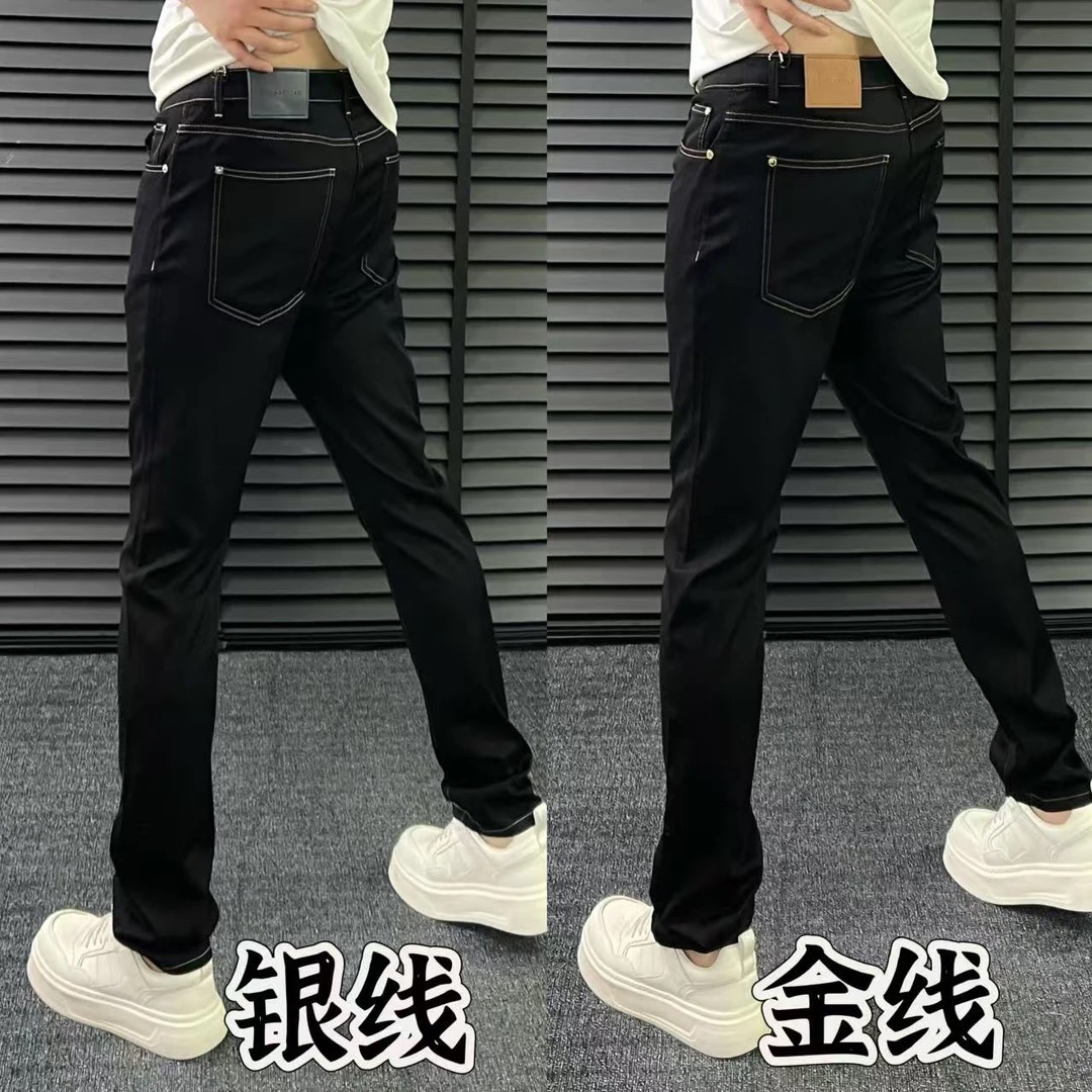夏季黑色男士牛仔裤